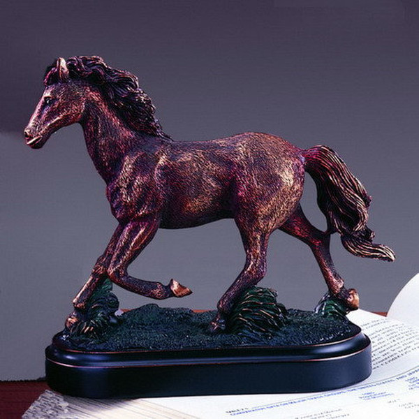 Horse Figurine Bronze Patina Statue Reproduction Running Gallop